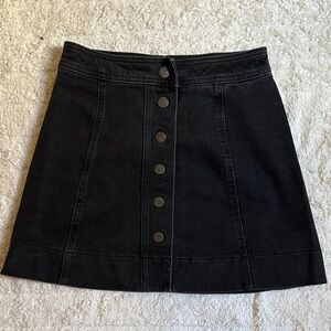 Madewell Classic Black Button-Up Denim Skirt
